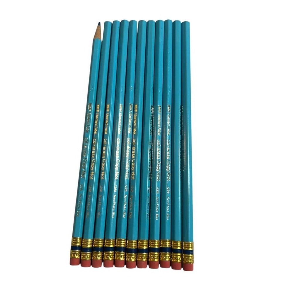 11 Eberhard Faber col-erase Copy-Not Colored Pencils - 10‎ NEW NON-Photo Blue